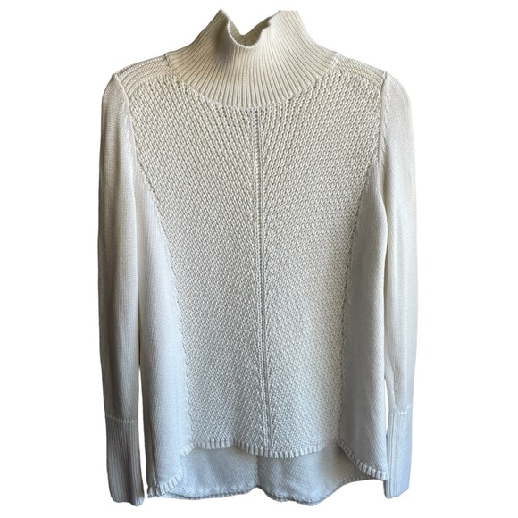 White House Black Market Ivory Textured Mock Neck Sweater Women’s Small - Picture 2 of 11